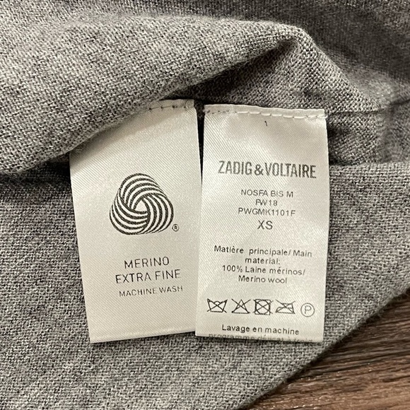 LIKE NEW! Zadig & Voltaire Happy Skull embellished wool sweater. XS. GREY. - Picture 5 of 9